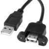 כבל USB 2.0 זכר נקבה לחיבור לפנל + ברגים 0.50 מטר AM TO AF