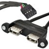 כבל USB לפנל 2 פורט usb2.0 male 1 to 2 9pin usb